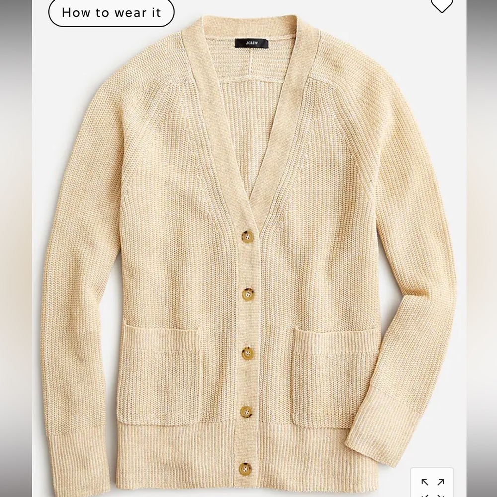 J.Crew Relaxed cotton-linen blend cardigan sweater XXS